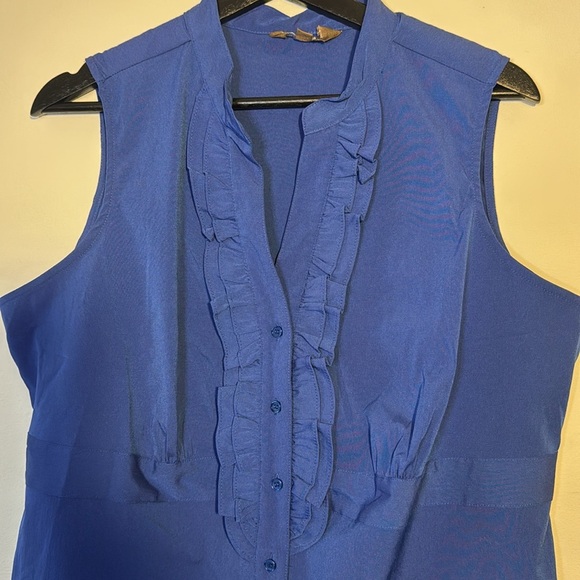 Jessica women's plus size 16w sleevless button down with ruffle front - Picture 2 of 5